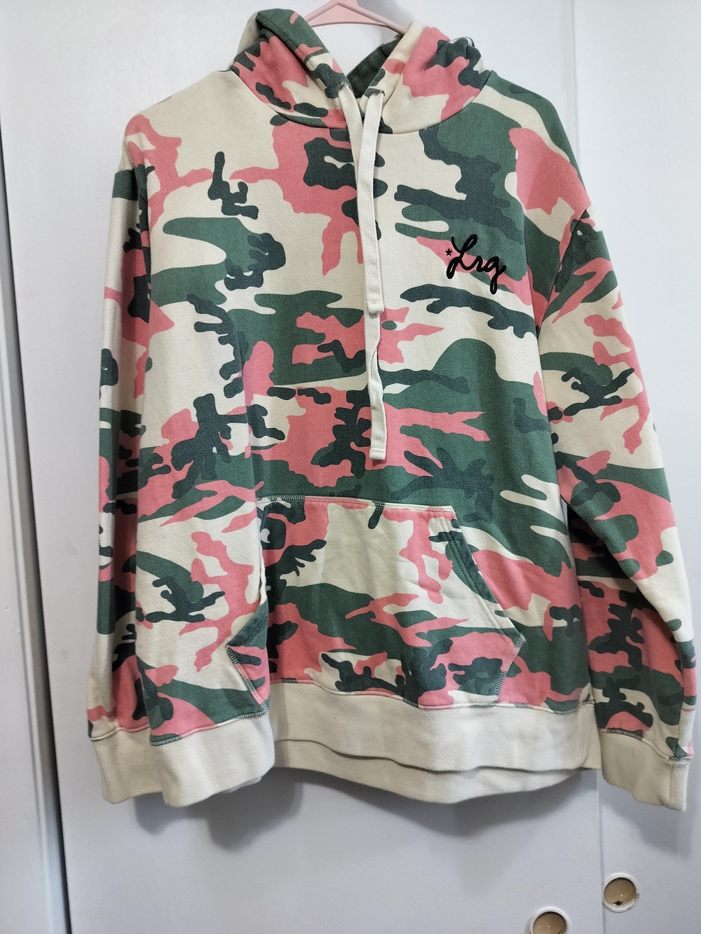 Lrg Men's Camo Crewneck Hoodie in Pink, Green & Cream